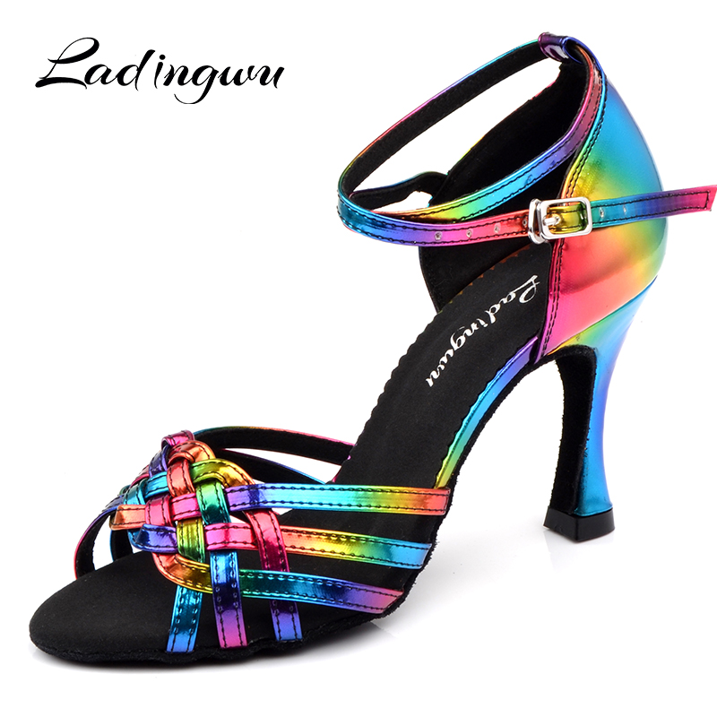 Women'S Shoes Z - Latin salsa ayakkabı lady Ladingwu gökkuşağı