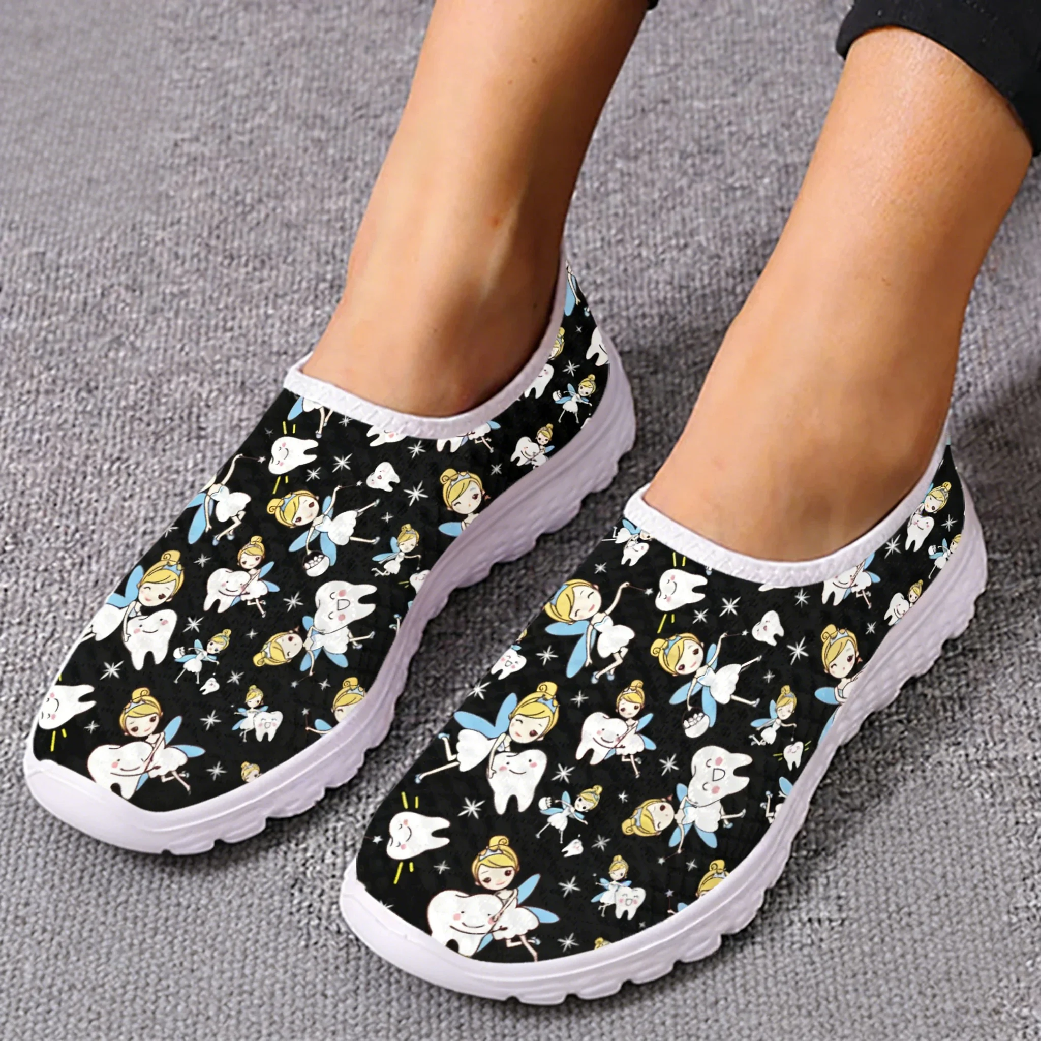 Women'S Shoes For Tennis - Sevimli Karikatür Hemşire Elf/Diş Örgü Yüksek