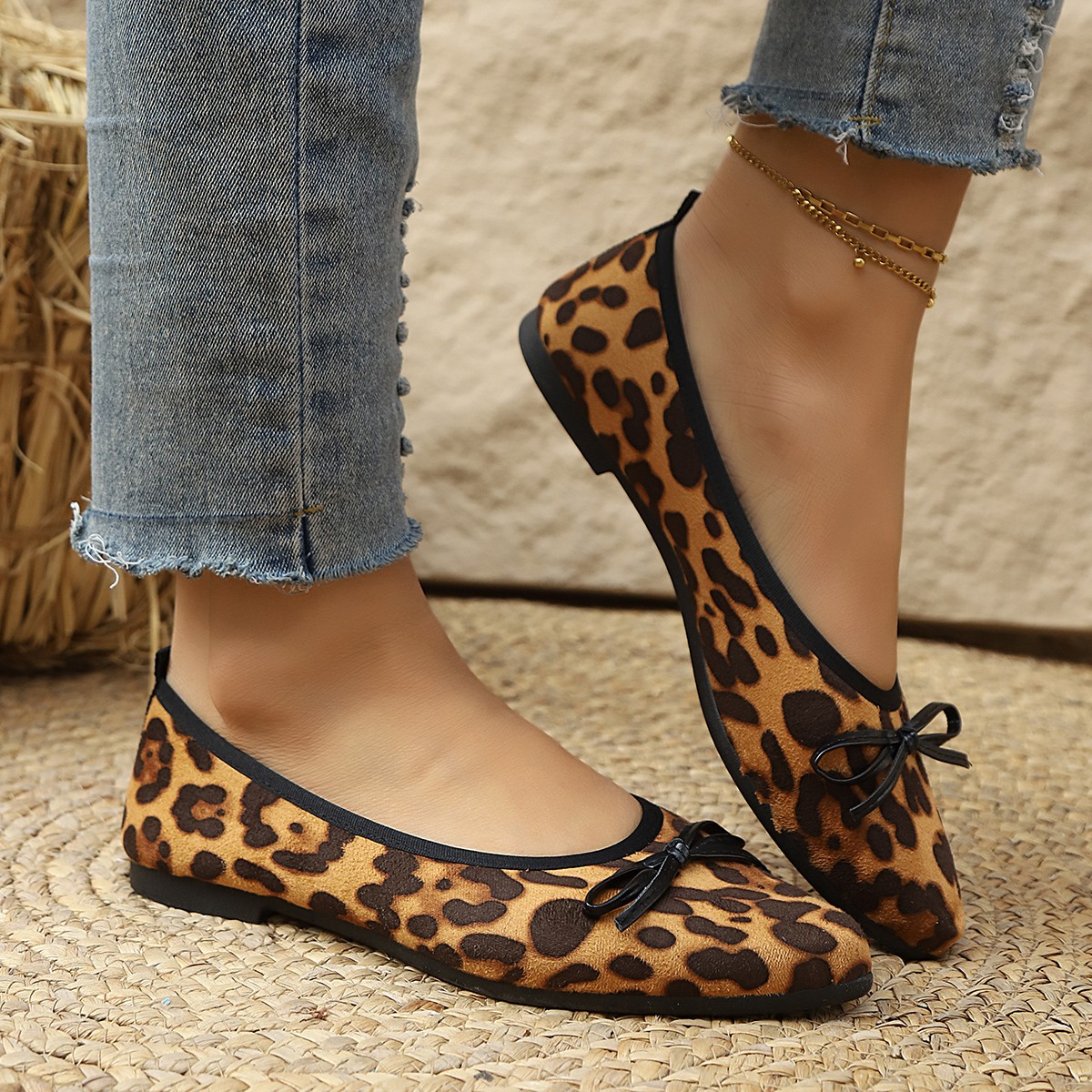 Shoes For Women Flats - 2026 Leopar Desenli Kadın Yuvarlak Burunlu