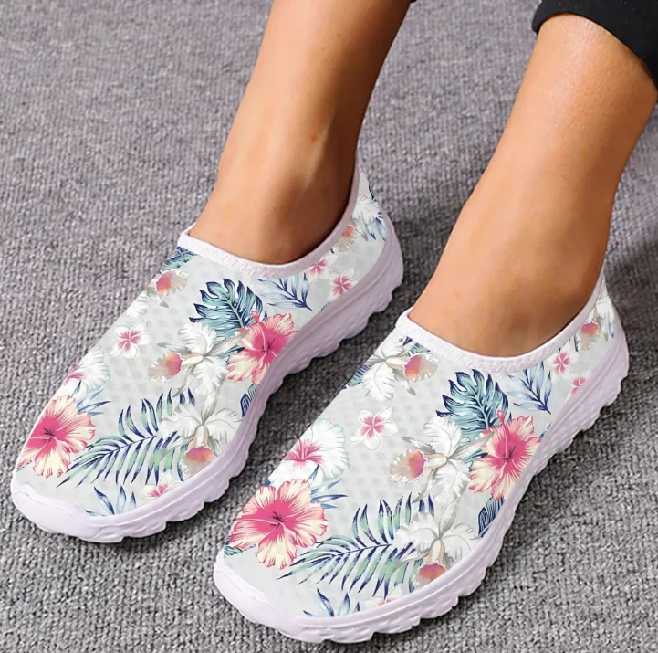 Women'S Shoes For Tennis - Hawaii Hibiscus Loafer'lar Tropikal Bitki Örgü