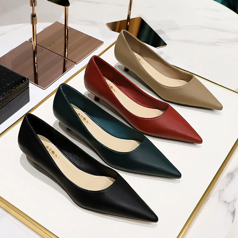 Women Shoes Size 4 In Cm - Moda Sivri Burun Orta Topuklu Ayakkabılar