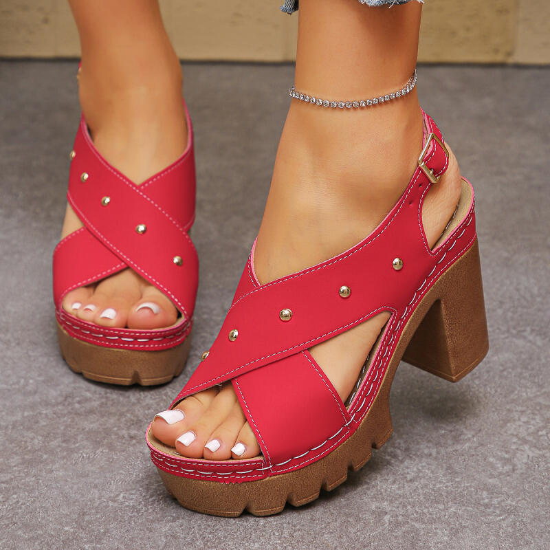 Women Shoes Formal - Vintage Süper Yüksek Topuklu Çapraz Askılı