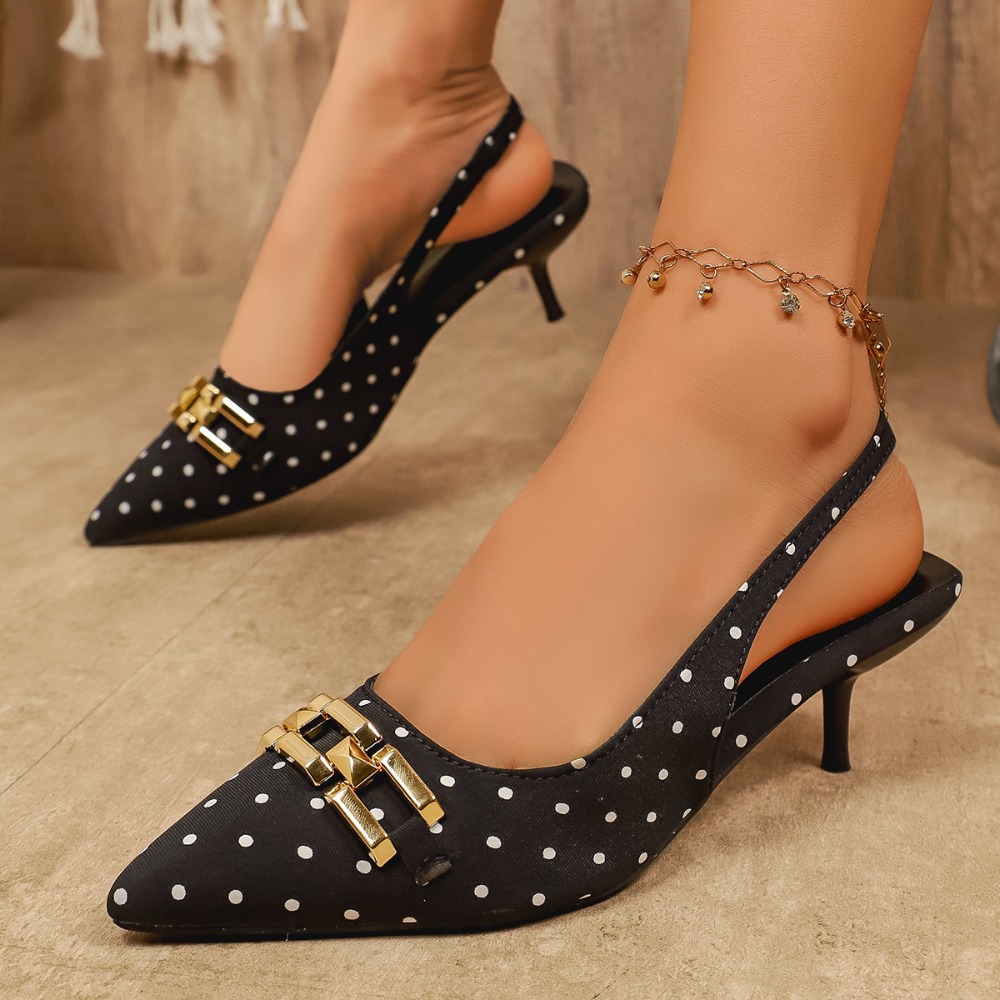 Siyah Beyaz Puantiyeli Yüksek  - Women'S Shoes Kitten Heels incelemesi ve fiyatı
