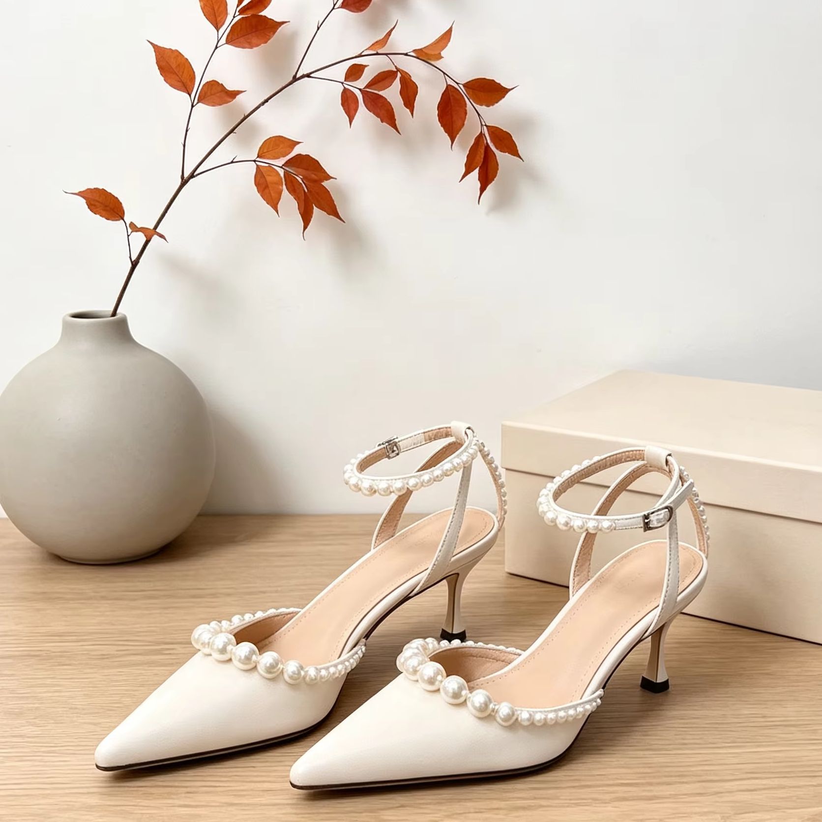 Kadın Beyaz Deri Sivri Kedi To - Women'S Shoes Kitten Heels incelemesi ve fiyatı